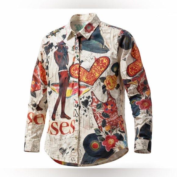 Desigual Tops - Desigual Women’s Artistic Multi -Colored Cotton Button Shirt M